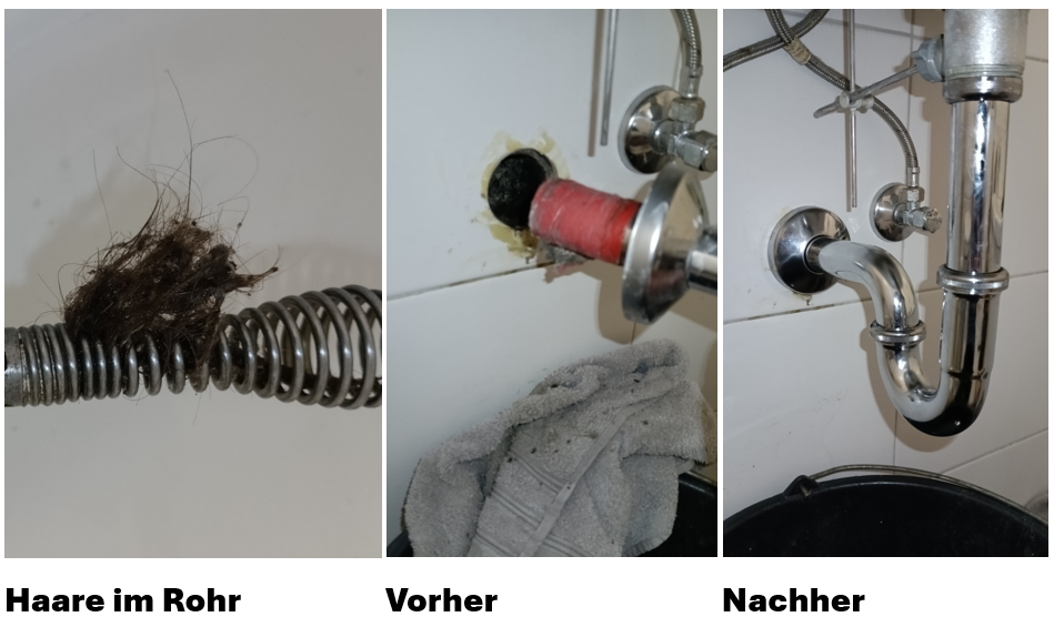 Verstopfter Waschbeckenabfluss durch Haare in Rosenheim – Reinigung und Reparatur.